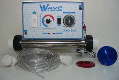 The Wave mechanical Spa Pak. This versatile mechanical spa pak can be mounted with the heater at the top or bottom.